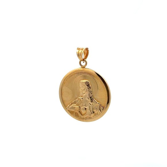 18K Gold Pendant Jesus Christ Saint Joseph Round 2.79 grams - Picture 3 of 14
